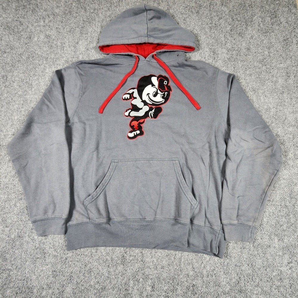 Ohio State Buckeyes Hoodie Mens Large‎ Gray Red Brutus Buckeye Varsity Apparel